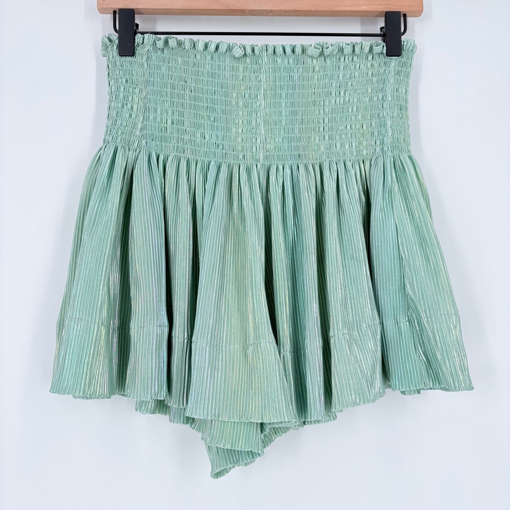 Queen of Sparkles Mint Green Pleat Swing Shorts